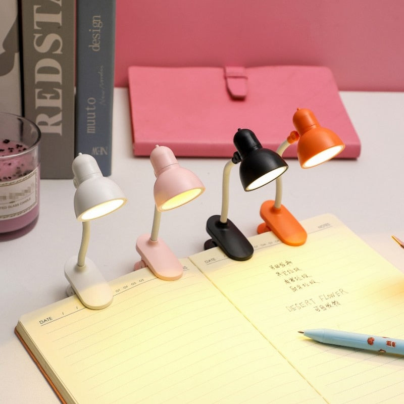 New Product Mini Portable Clip Small Table Lamp Portable Small Book Clip Night Light Random Angle Rotation Free Bending
