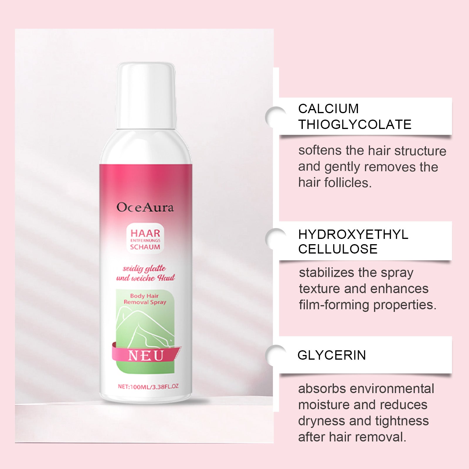 OceAura The Body Hair Removal Spray, Gentle And Relaxed Not Stimulate The Skin Care Hair Clean Hair Removal Spray