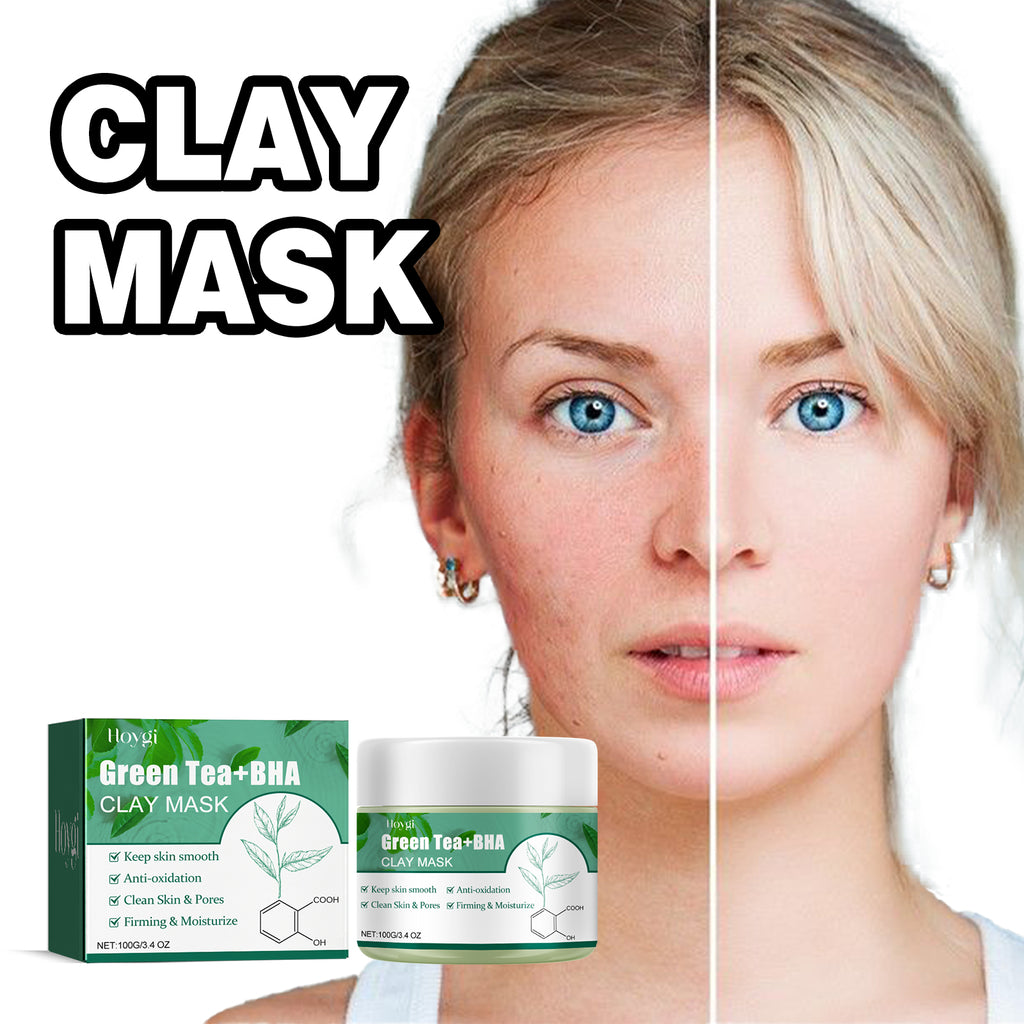 Green Tea Cleansing Mud Mask, Facial Cleansing Moisturizing Whitening Skin Blackhead Acne Removing Mud Mask