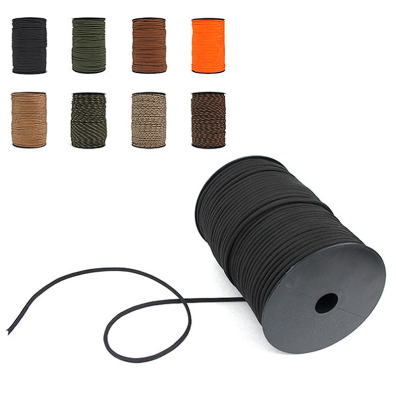 100M 550 Military Standard 9-Core Paracord Rope 4mm Outdoor Parachute Cord Camping Survival Umbrella Tent Lanyard Strap Bundle