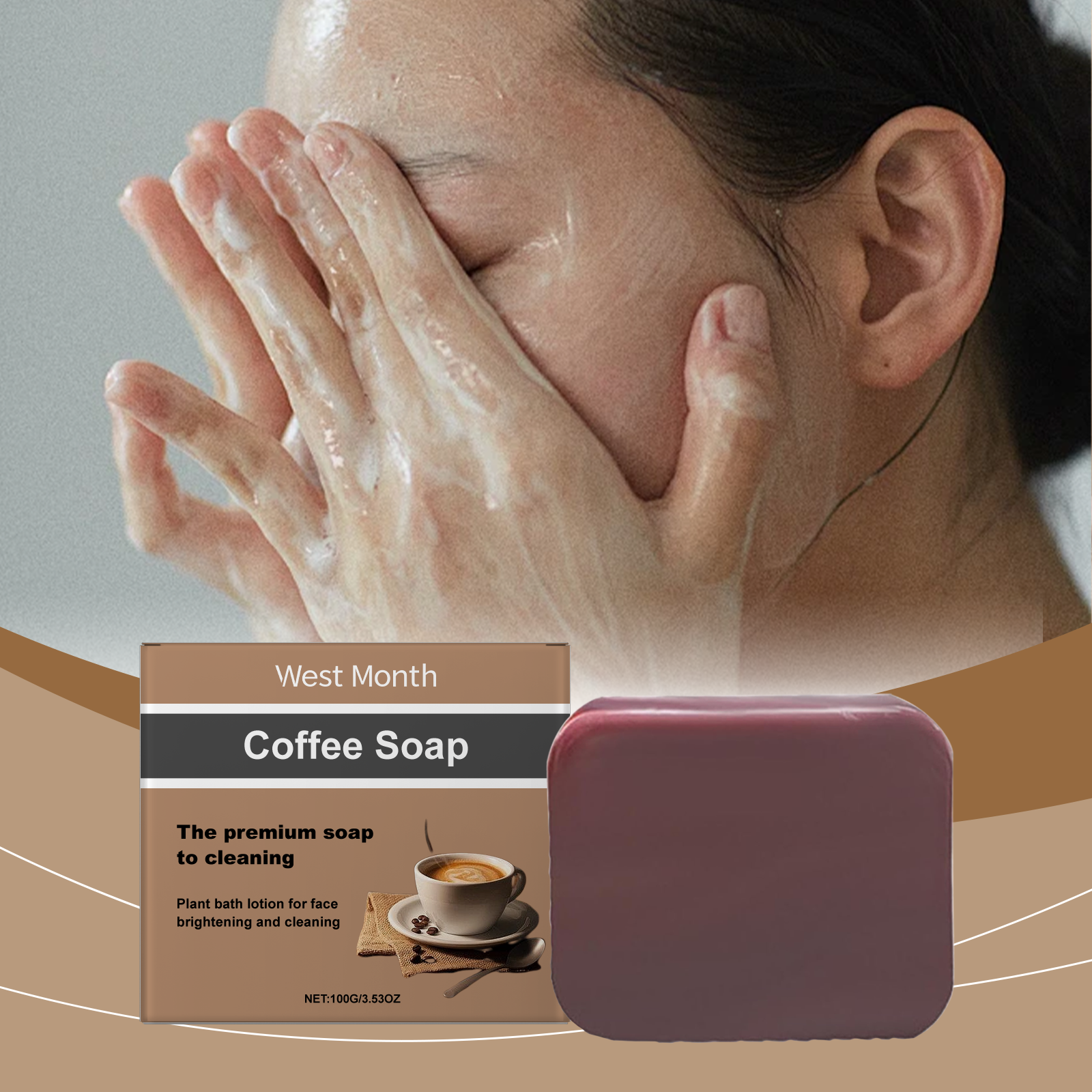 Coffee Cleansing Soap, Coffee Essence Gently Cleans, Nourishes, Moisturizes And Brightens The Skin