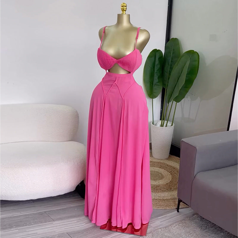 Summer Casual Boho Tie-Dye Print Strapless Backless Maxi Dress for Women