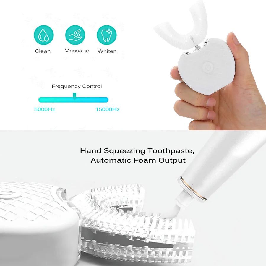 Intelligent Auto Ultra Sonic Electric Teeth Brush 360 Degrees Toothbrush U-Shape Intelligent Mouth Cleaner Tooth Brush