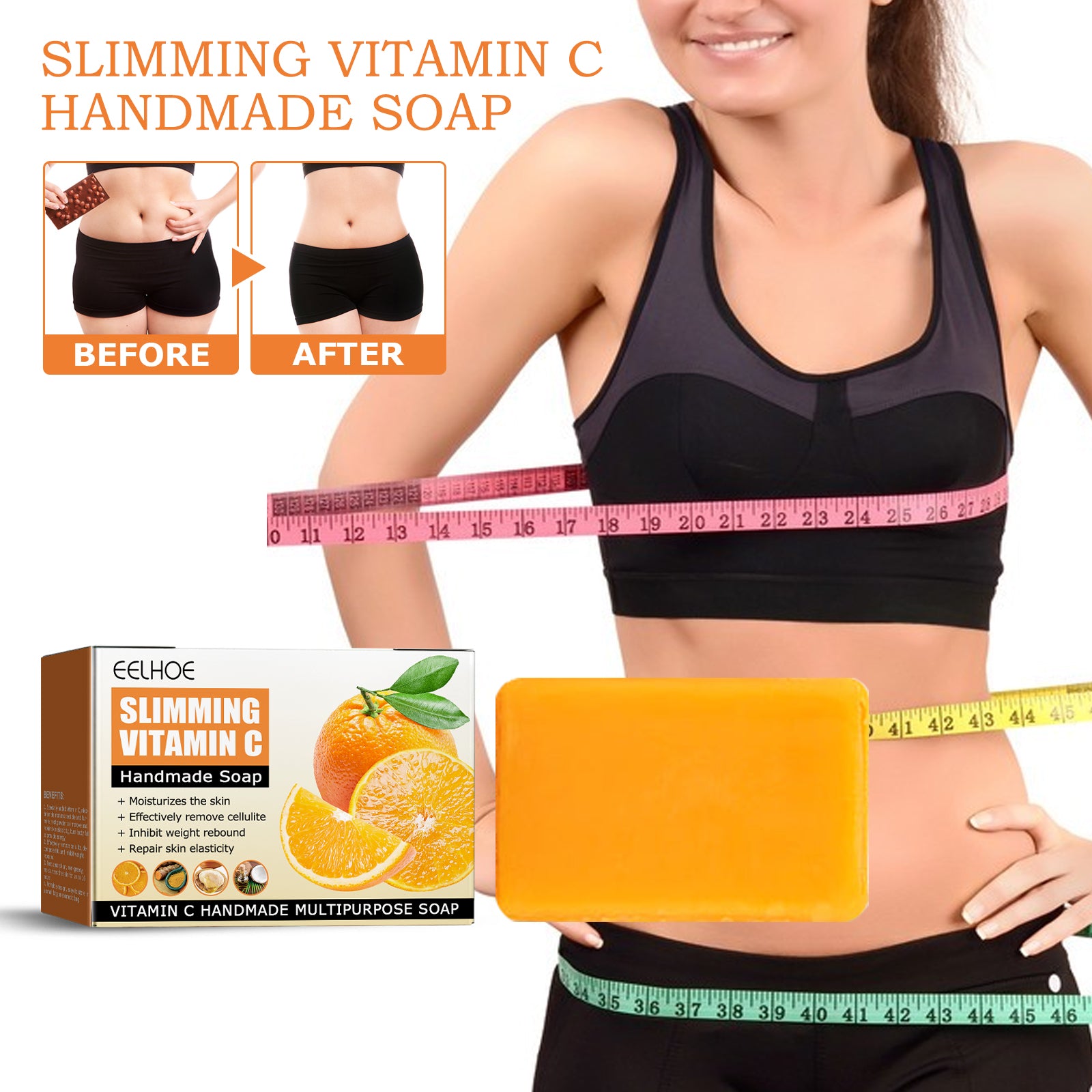 Slimming Vitamin C Soap Cleanses Body, Calves, Belly, Slimming, Toning, Firming And Moisturizing Skin