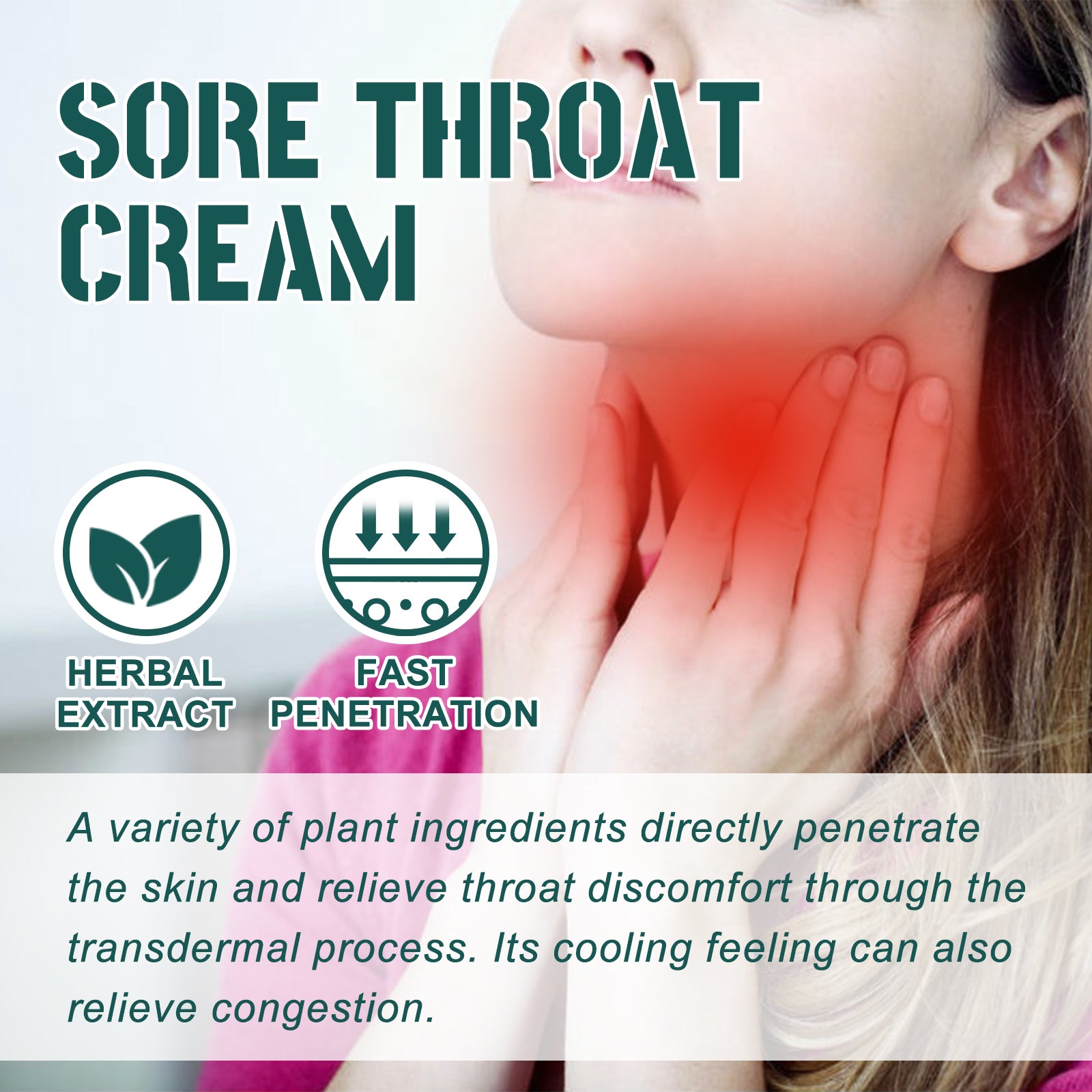 Sore Throat Cream, Relieve Sore Sore Throat Dry Throat Itchy Throat Foreign Body Discomfort Care