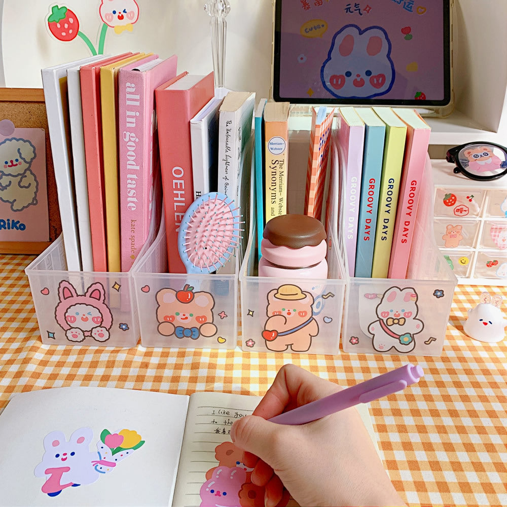 Transparent Ins Book Stand Net Red Large Capacity Student Desktop Book Shelf Multi Functional Cosmetic Storage Box Storage