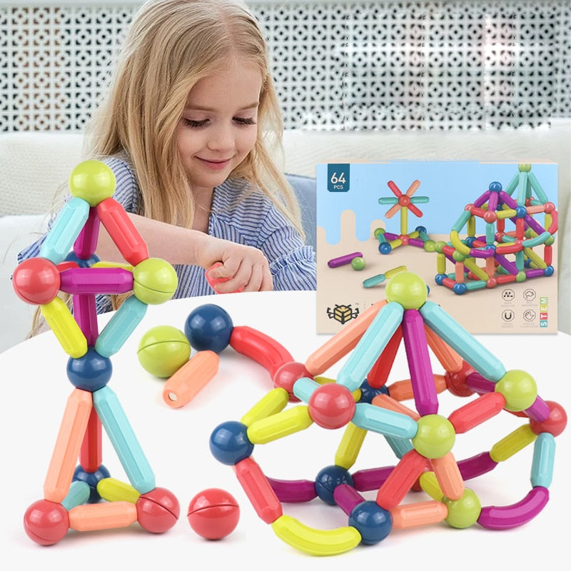 25-64Pcs Big Size Magnetic Stick Building Blocks game magnets children Set Kids Magnets for children Magnetic Toy Bricks