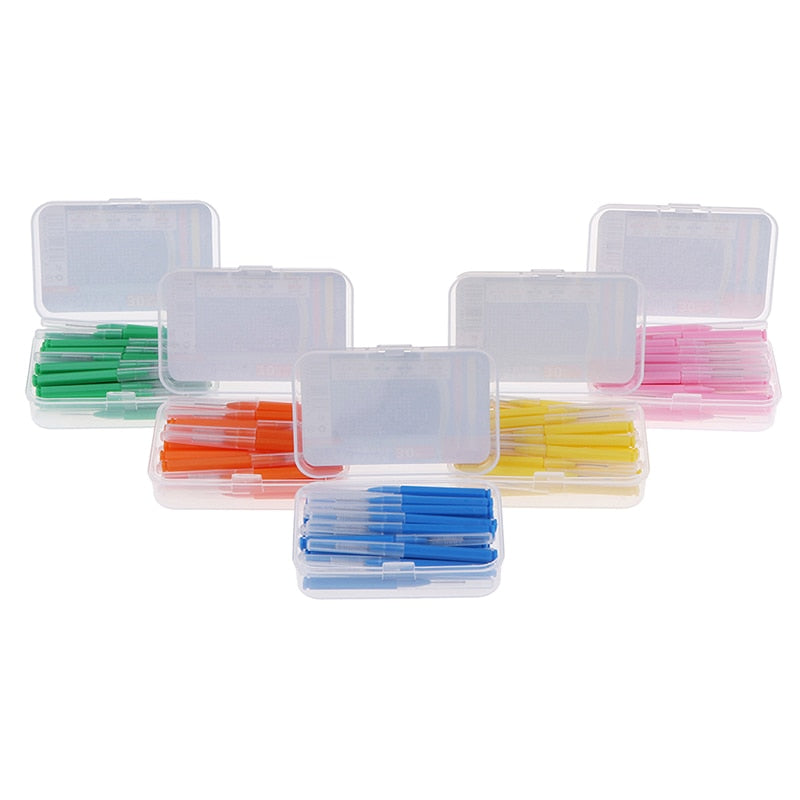 30Pcs/set I Shaped Interdental Brush Denta Floss Interdental Cleaners Orthodontic Dental Teeth Brush Toothpick Oral Care Tool