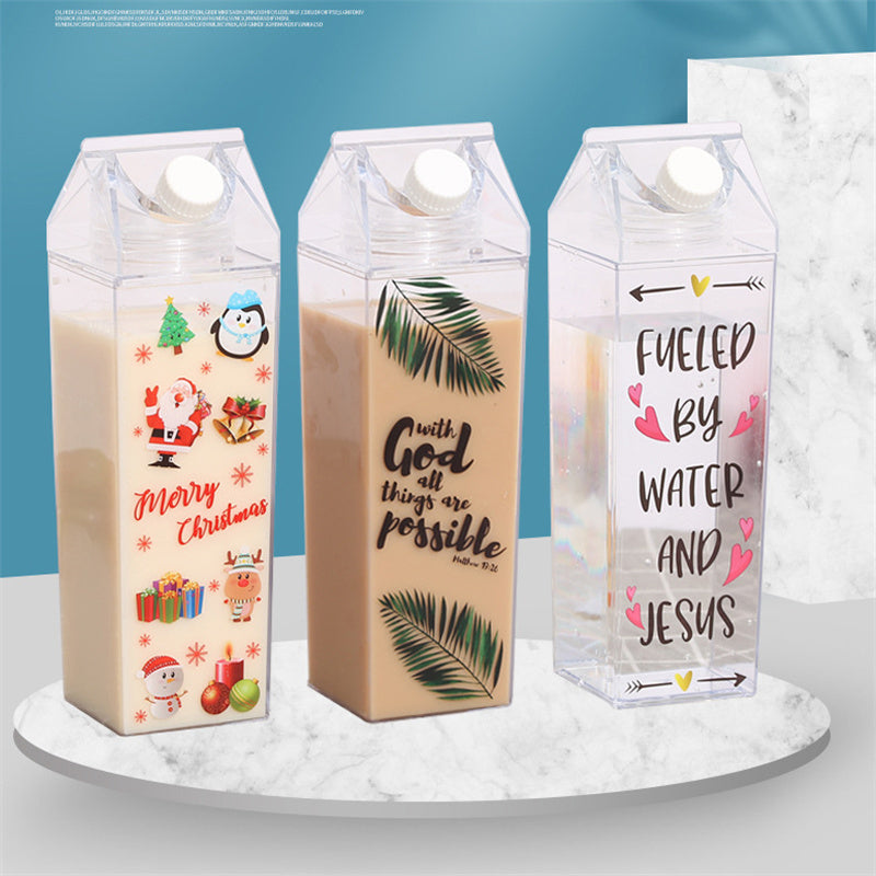 Square Milk Cup Plastic Milk Cup Water Bottle Milk Tea Bottle