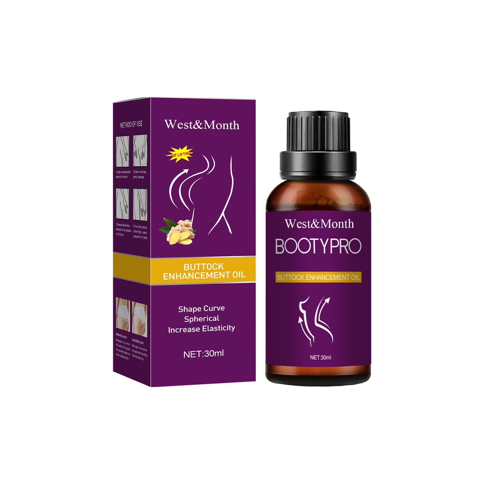 Buttock Enhancement Oil, Lift Massage Oil Firming Body Shaping Peach Butt Highlights Curves And Beautiful Butt