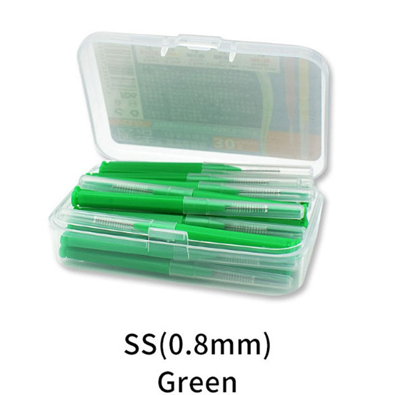 30Pcs/set I Shaped Interdental Brush Denta Floss Interdental Cleaners Orthodontic Dental Teeth Brush Toothpick Oral Care Tool