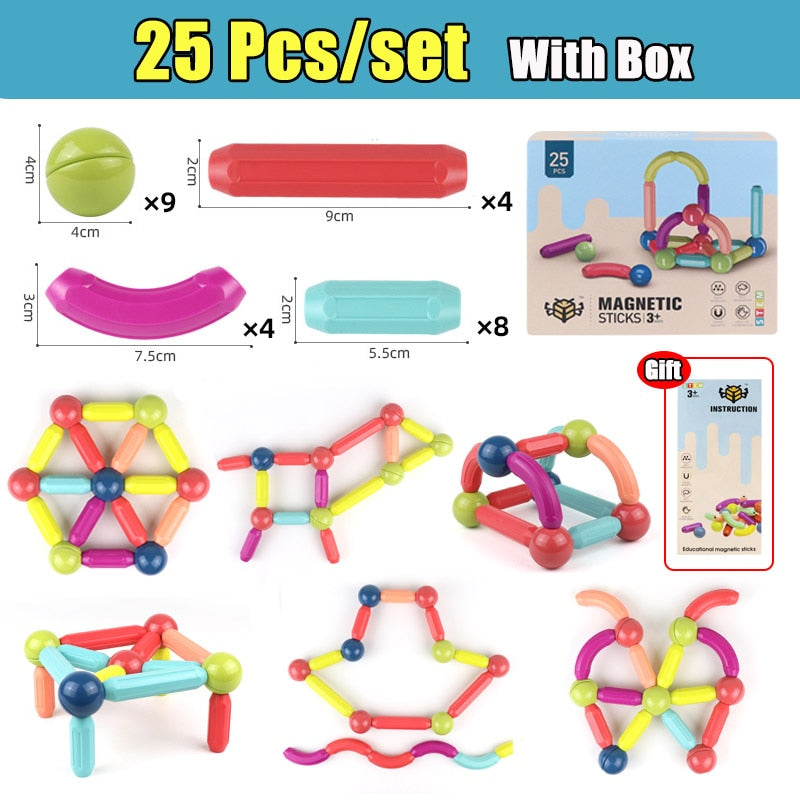 25-64Pcs Big Size Magnetic Stick Building Blocks game magnets children Set Kids Magnets for children Magnetic Toy Bricks