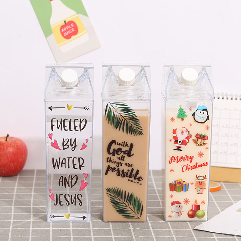 Square Milk Cup Plastic Milk Cup Water Bottle Milk Tea Bottle