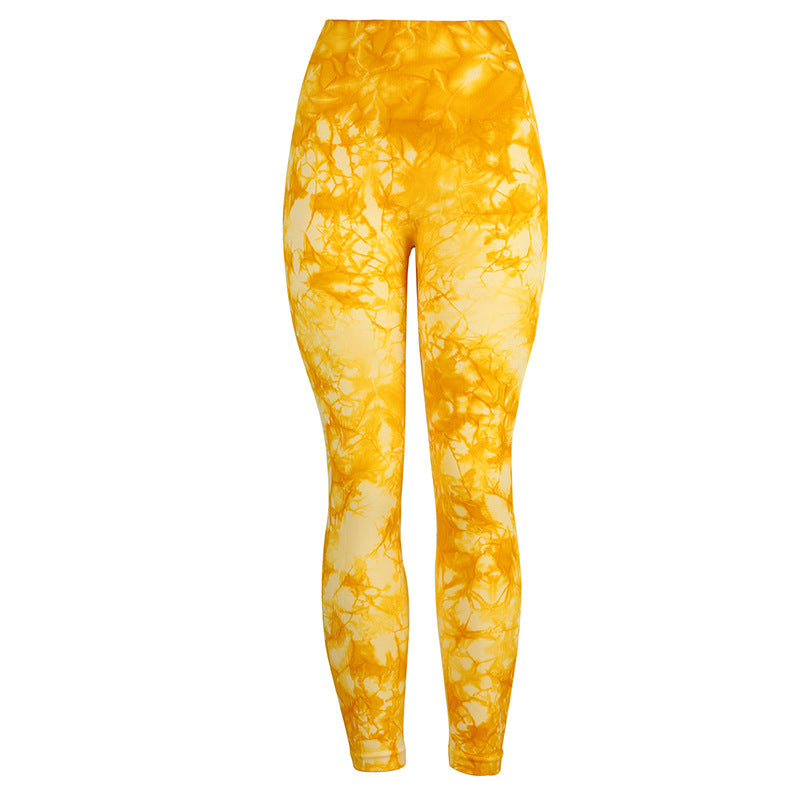 Large Size Tie Dye Jacquard Yoga Pants Sports Fitness High Waist Buttocks Show Buttocks Leggings