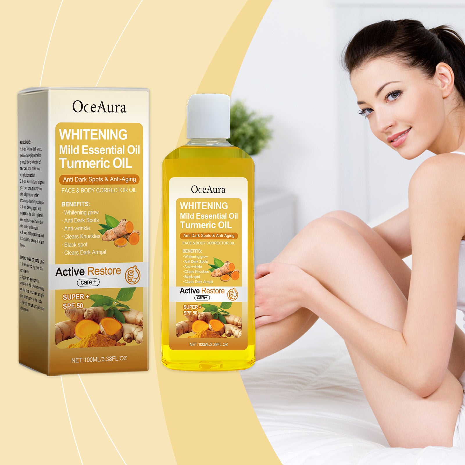 Turmeric Body Care Oil, Nourishing And Hydrating Body Care Oil For Daily Skin Care