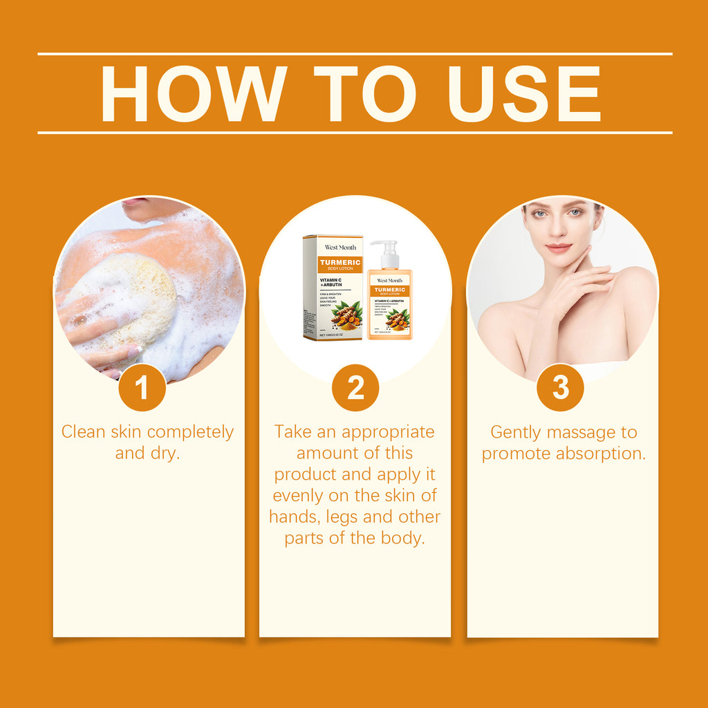 Turmeric Body Lotion, Brightening Body Lotion Locks In Moisture, Moisturizes Skin, Gentle And Tender Skin