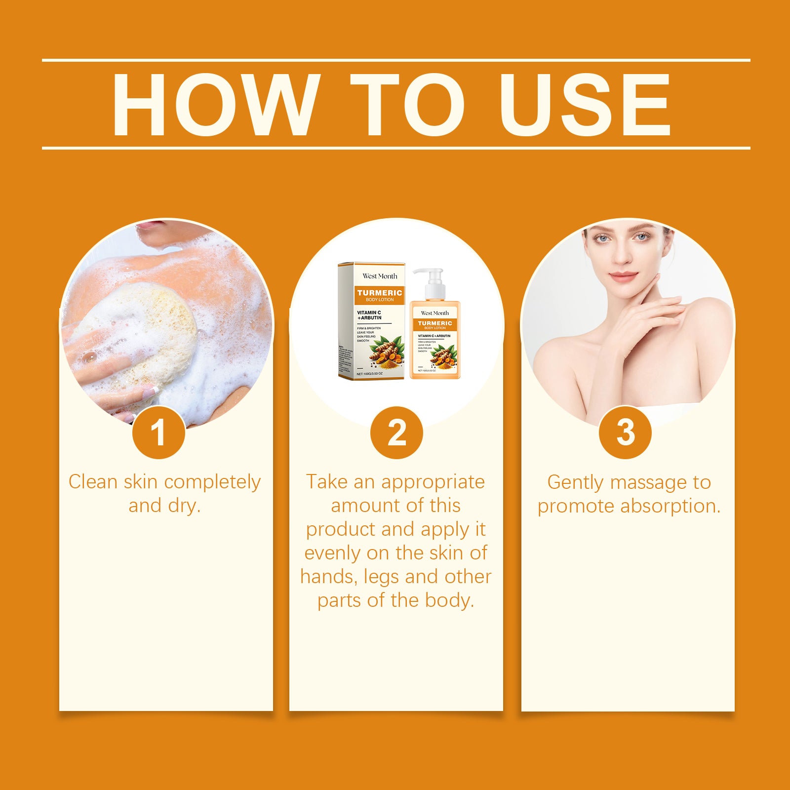 Turmeric Body Lotion, Brightening Body Lotion Locks In Moisture, Moisturizes Skin, Gentle And Tender Skin