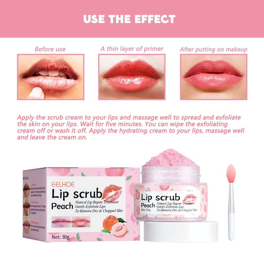 Peach Lip Scrub Moisturizes The Lips, Hydrates The Lips, Lightens The Skin Around The Lips And Improves The Corners Of The Mouth