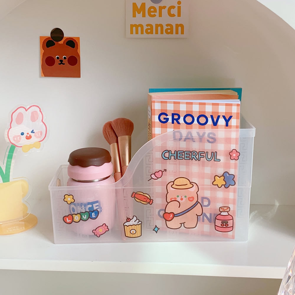 Transparent Ins Book Stand Net Red Large Capacity Student Desktop Book Shelf Multi Functional Cosmetic Storage Box Storage