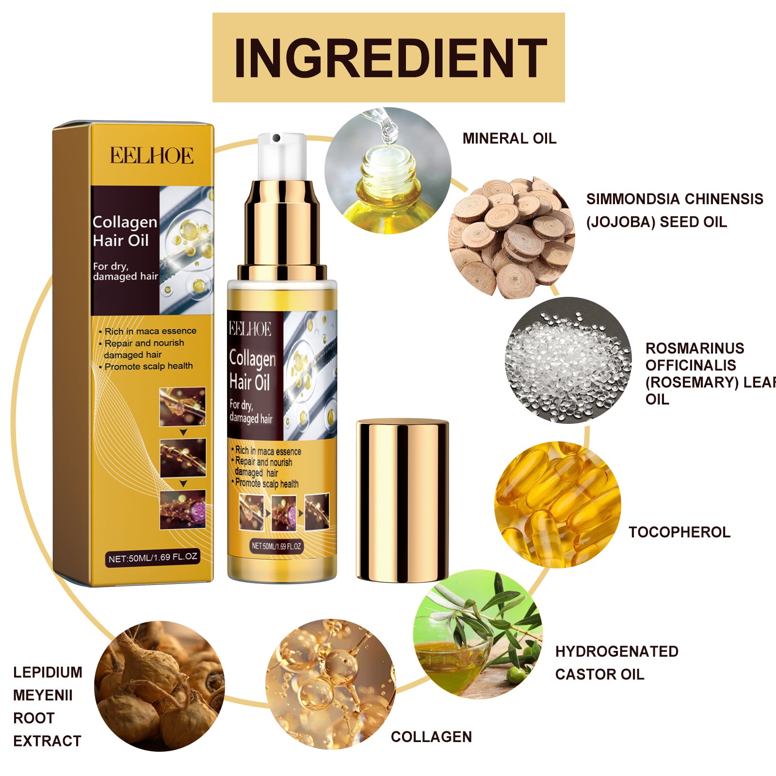 Maca Essence Repair Collagen, Repair Bifurcate Improve Hair Moist Smooth The Hair Essence