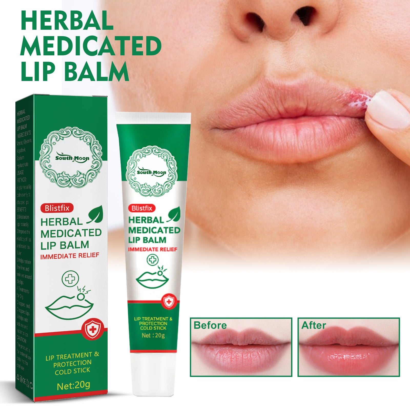 Herbal Medicated Lip Balm, Repair Lips Prevent Dry Crack Remove Dead Skin And Moisturize Care Lip Balm