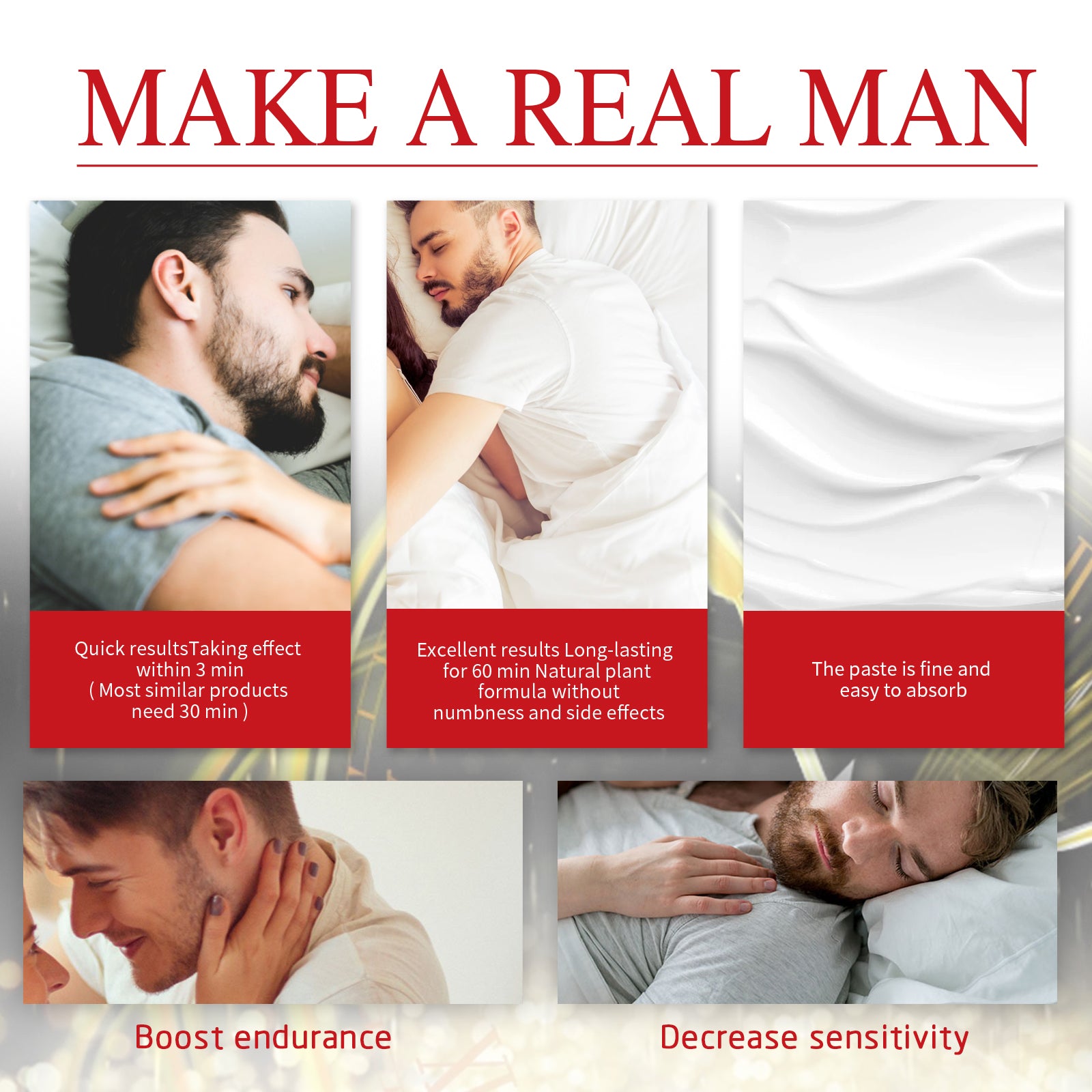 Men's Care Cream, Men's Vitality, Moisturizing Body Massage Care Cream