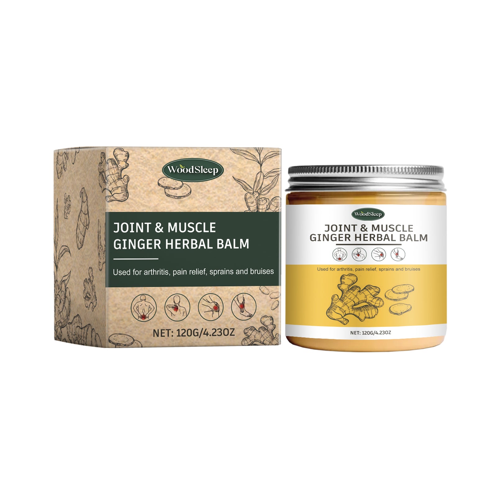 Woodsleep Ginger Joint Care Cream Relieves Sore Joints, Muscles And Knees Body Massage Cream