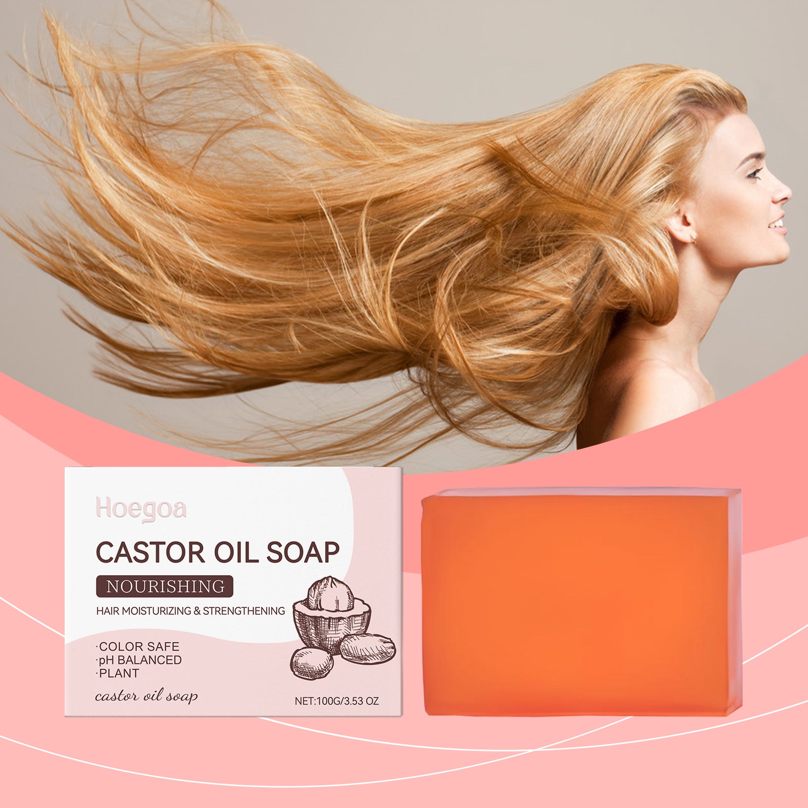 Castor Oil Shampoo Soap Gently Cleanses Scalp Naturally Fluffy, Soft, Moist And Moisturizing Shampoo