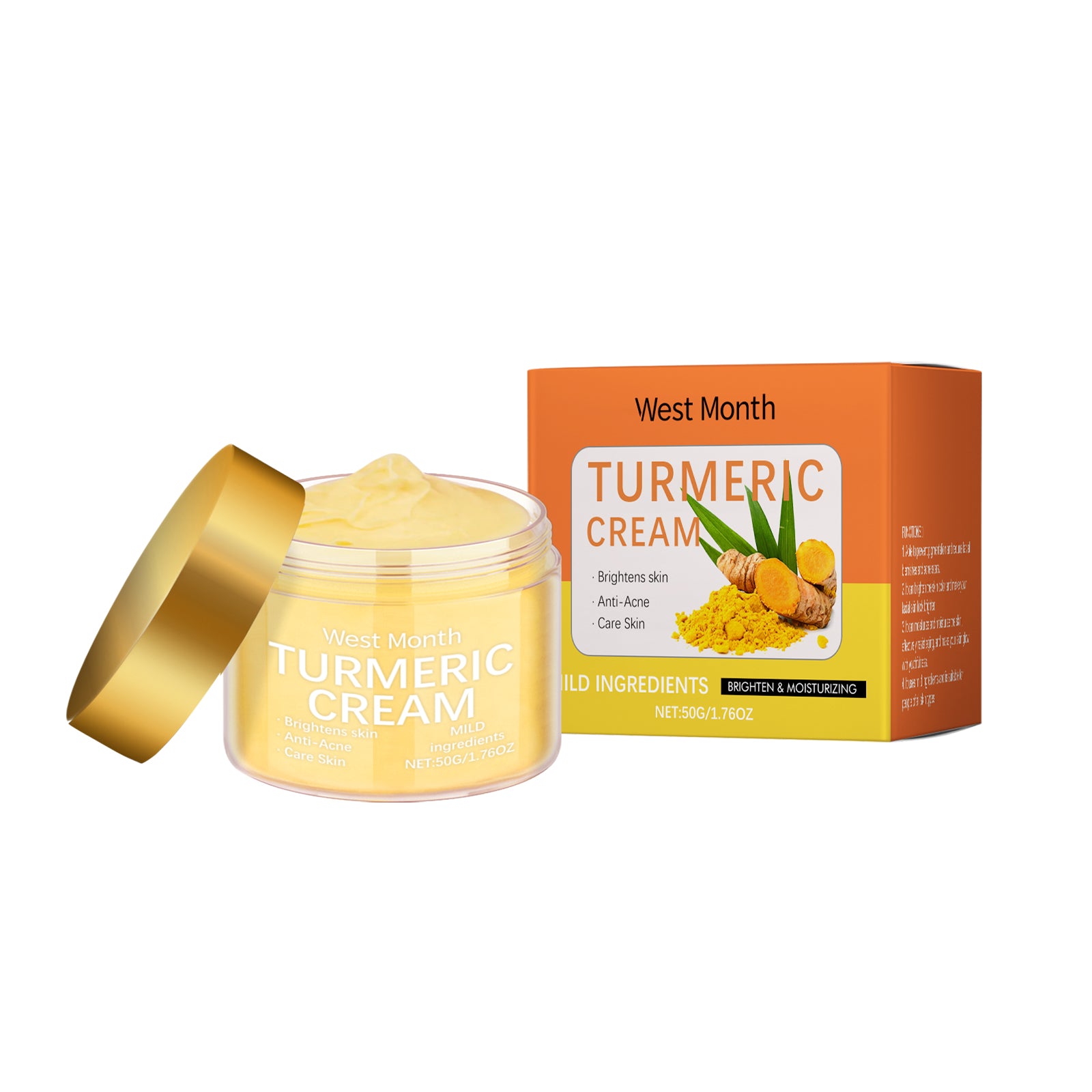 Turmeric Moisturizing Face Cream, Brightening, Hydrating, Nourishing And Moisturizing Skin Daily Gentle Care
