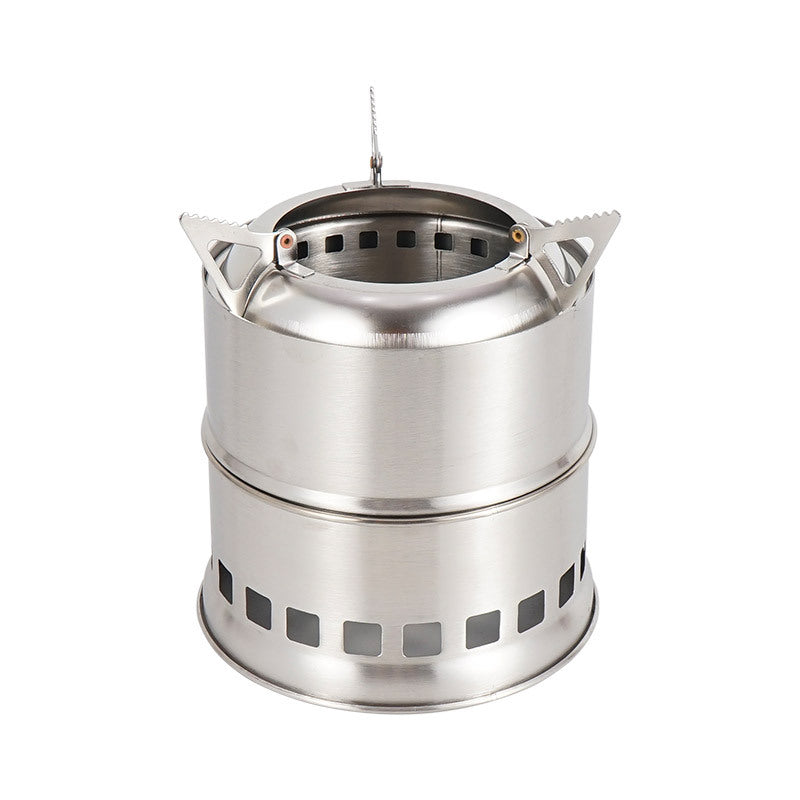 Outdoor Firewood Stove Stainless Steel Barbecue Grill Wood Charcoal Solid Alcohol Heater Warming Furnace