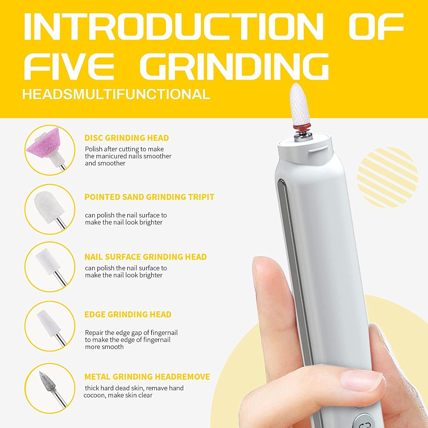 USB Rechargeable Manicure Instrument Portable Electric Nail Polisher Polisher Polish And Remove Dead Skin Manicure Tools