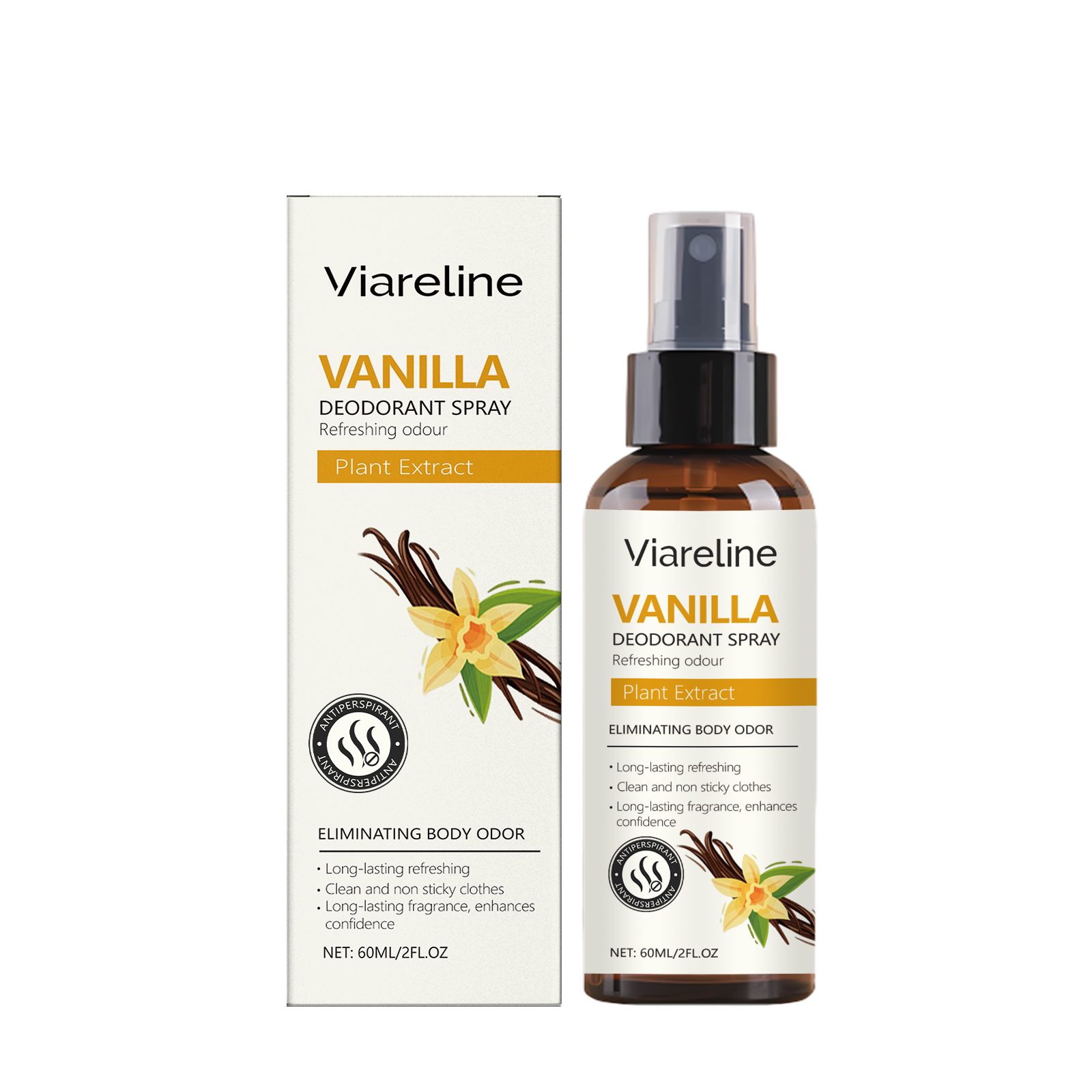 Viareline Vanilla Refreshing Spray Removes Odors And Perspiration With Natural Fragrance Refreshing The Body And Lasting Fragrance