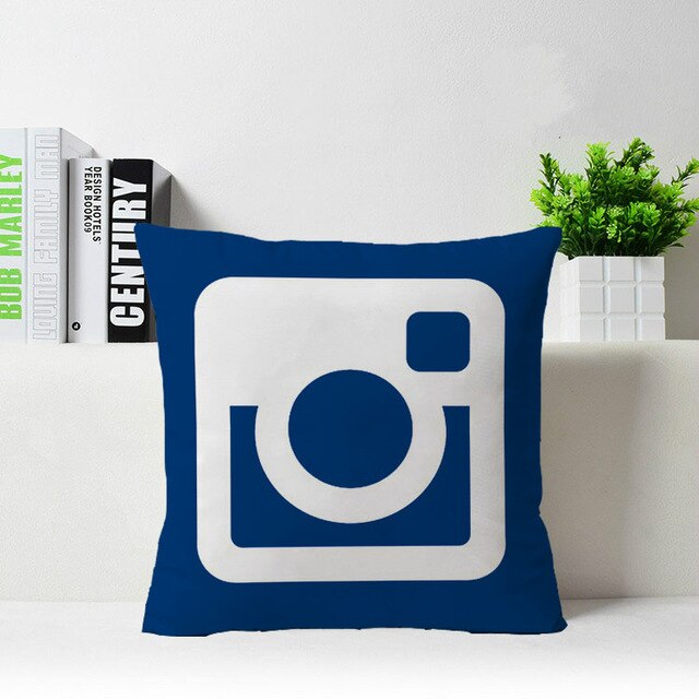 Instagram Youtube Facebook google twitter Pinterest Customized Zippered Square Throw Pillowcase Sham Protector