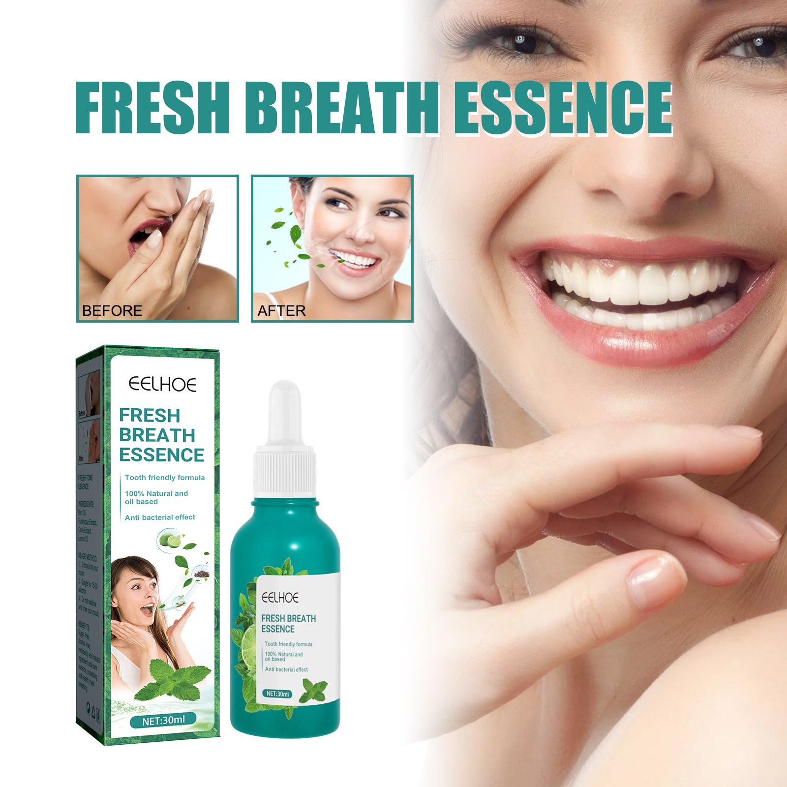 Fresh Breath Essence, Cleans Bad Breath And Leaves Fresh Breath Mint Scent  Essence
