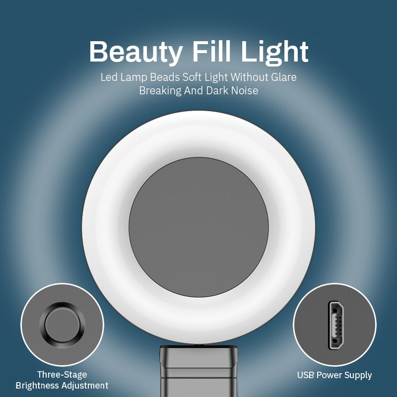 Wireless Bluetooth-compatible Selfie Stick with Led Ring Light Foldable Tripod Monopod For iPhone For Android Live Tripod