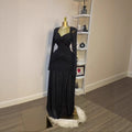 Style Sheer Solid Color Long Sleeve Sexy Fitted Strapless Maxi Dress
