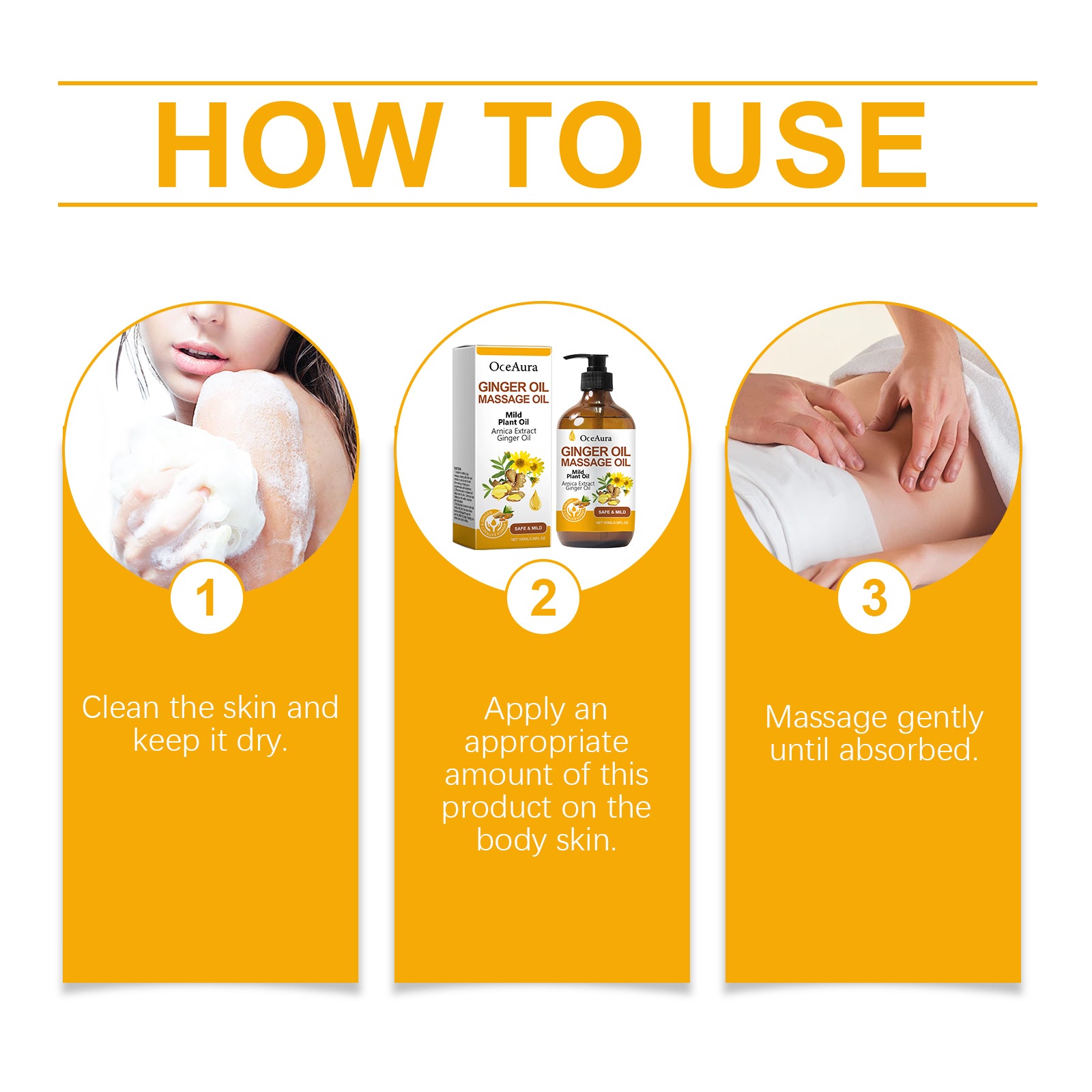 Ginger Massage Essential Oil, Ginger Care Essence Oil Body Massage Daily Care Firming Skin