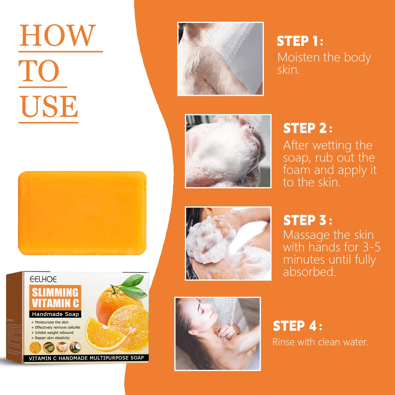 Slimming Vitamin C Soap Cleanses Body, Calves, Belly, Slimming, Toning, Firming And Moisturizing Skin