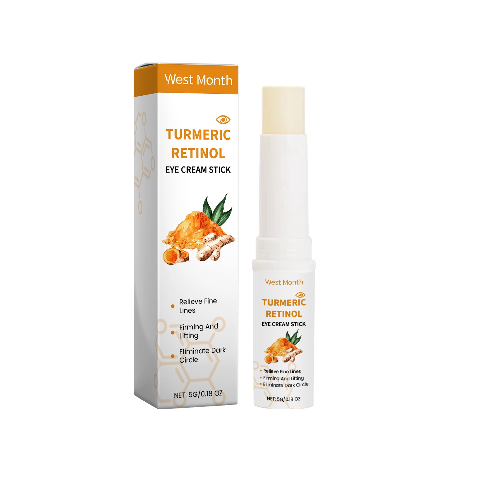 Turmeric And Retinol Eye Cream Stick Moisturizes, Tightens And Tightens The Skin Around The Eyes