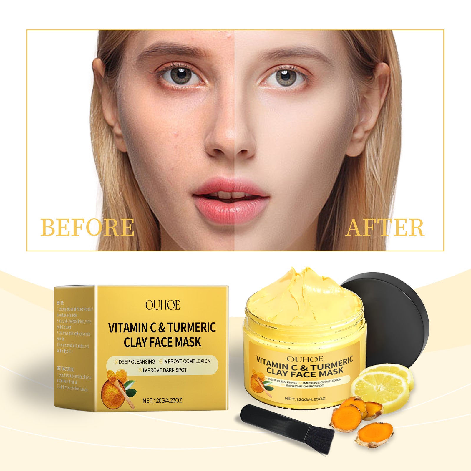 Vitamin C Turmeric Mud Film, Soft And Bright, Nourishing Facial Skin Moisturizing And Hydrating Turmeric Mud Film