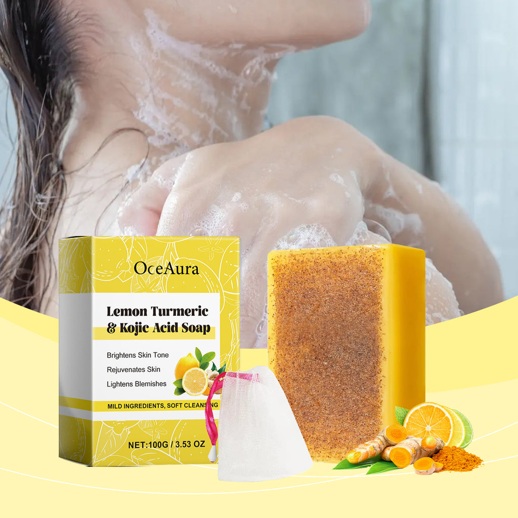 OceAura Lemon Brightening Turmeric Acid Soap Gently Cleans And Moisturizes Refreshing And Delicate Skin Brightening Soap