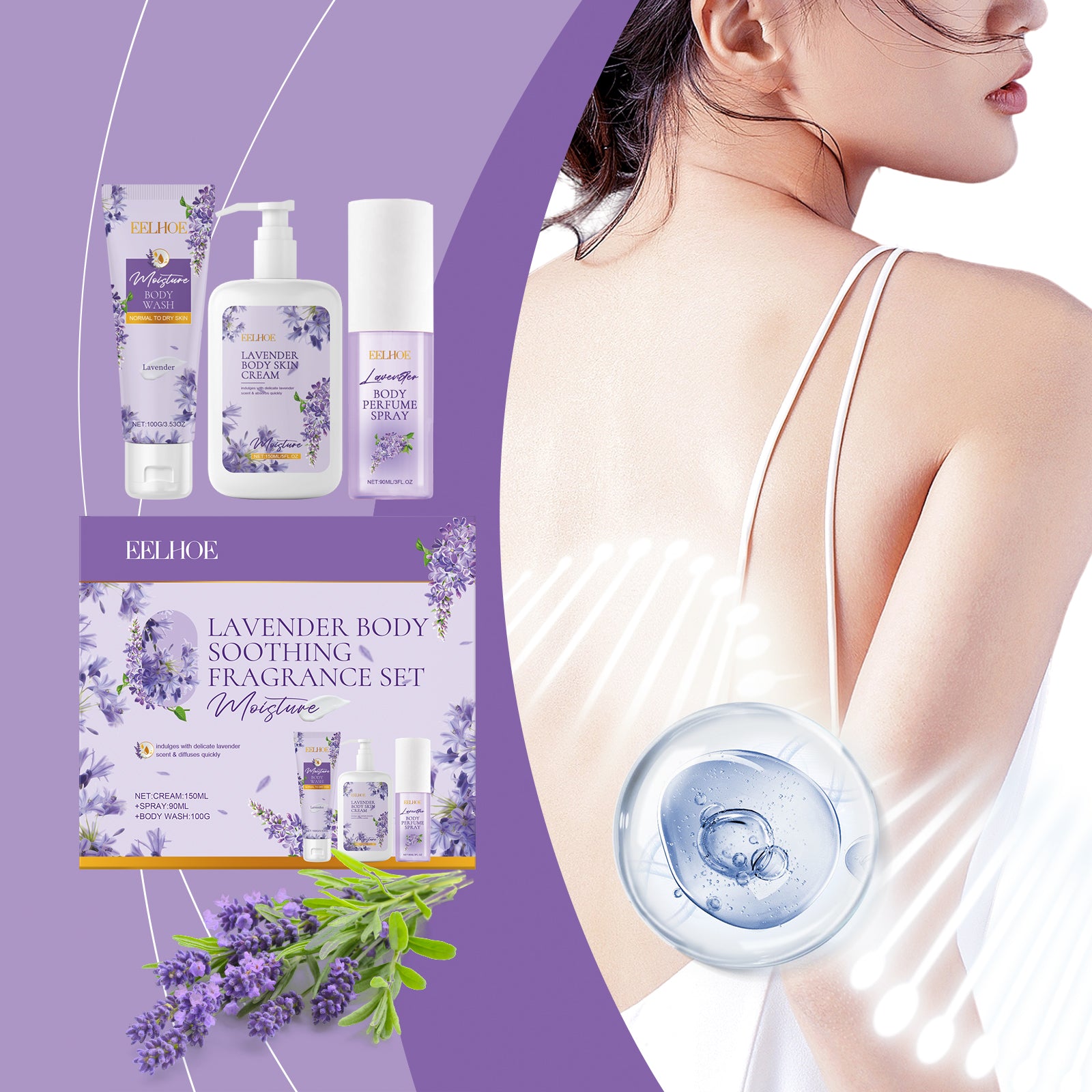 Lavender Body Soothing Fragrance Set Gentle Moisturizing Skin Hydrating Skin Care Set