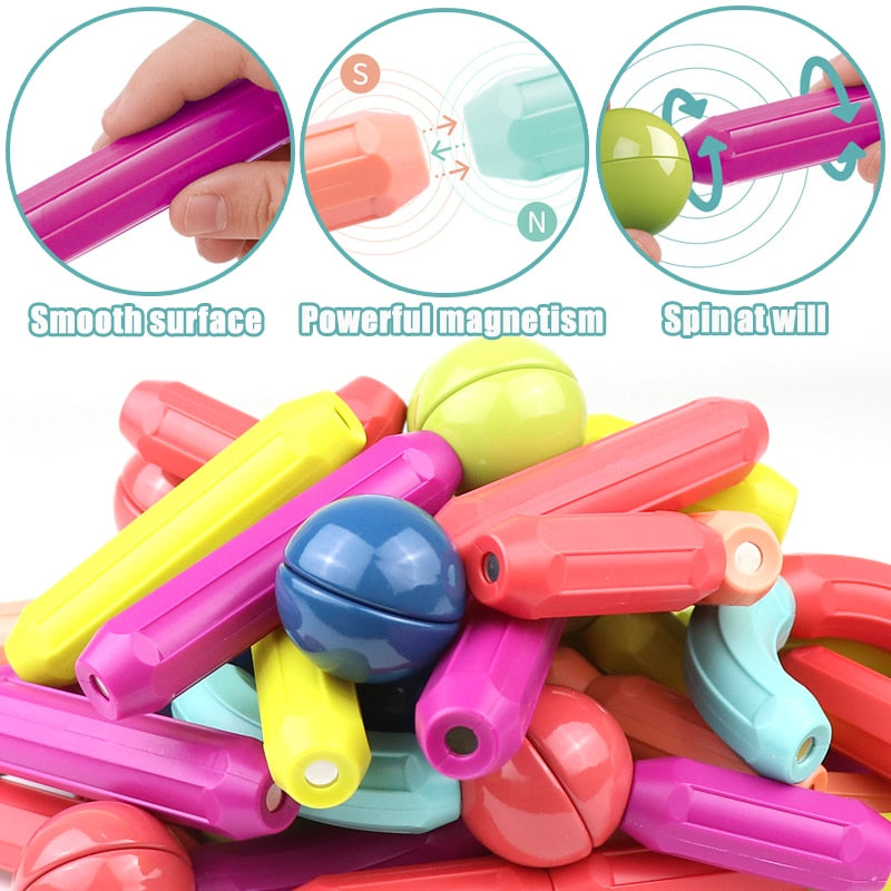 25-64Pcs Big Size Magnetic Stick Building Blocks game magnets children Set Kids Magnets for children Magnetic Toy Bricks