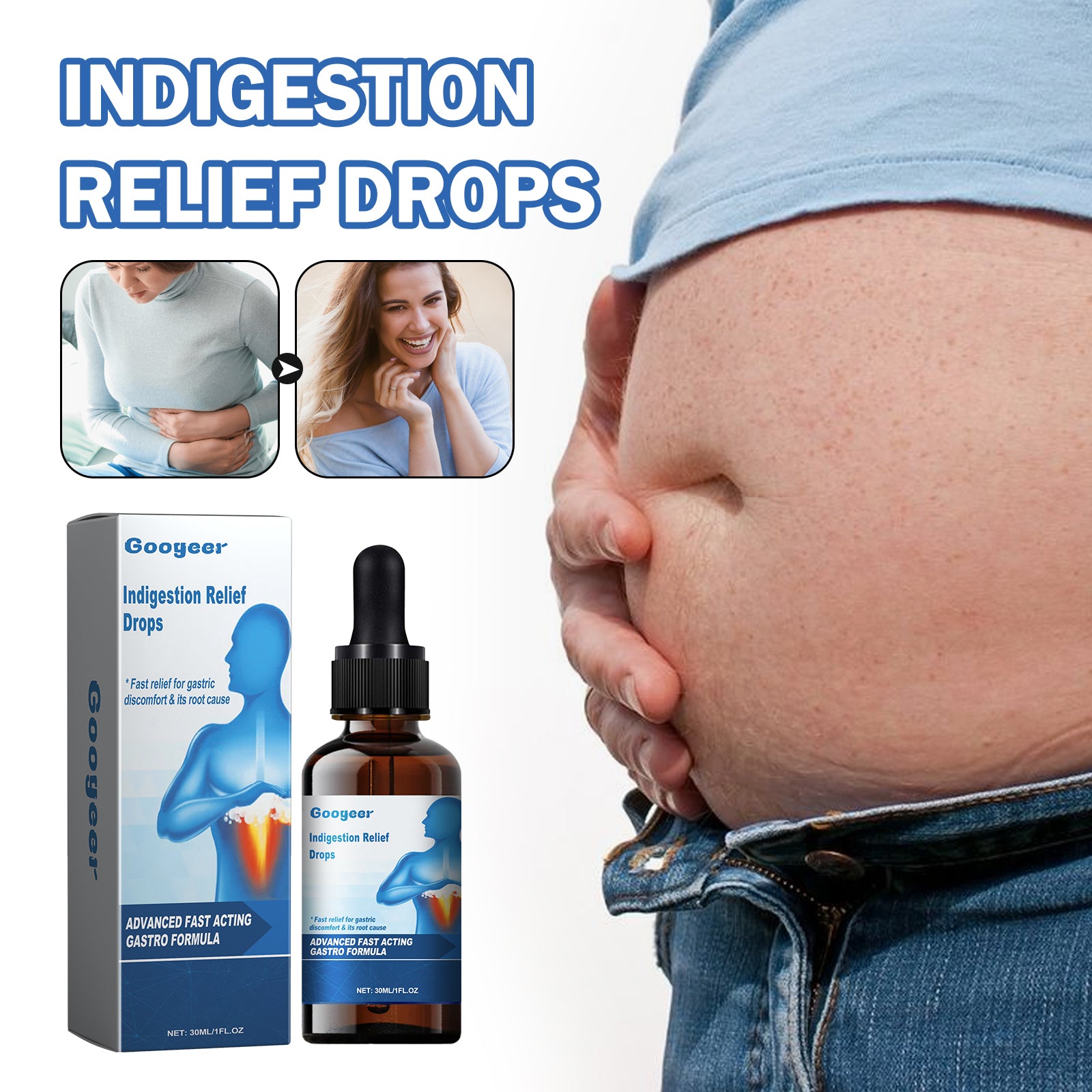 Indigestion Relief Drops, Relieve Stomach Upset Food Buildup Bloating Body Care Oral Drops