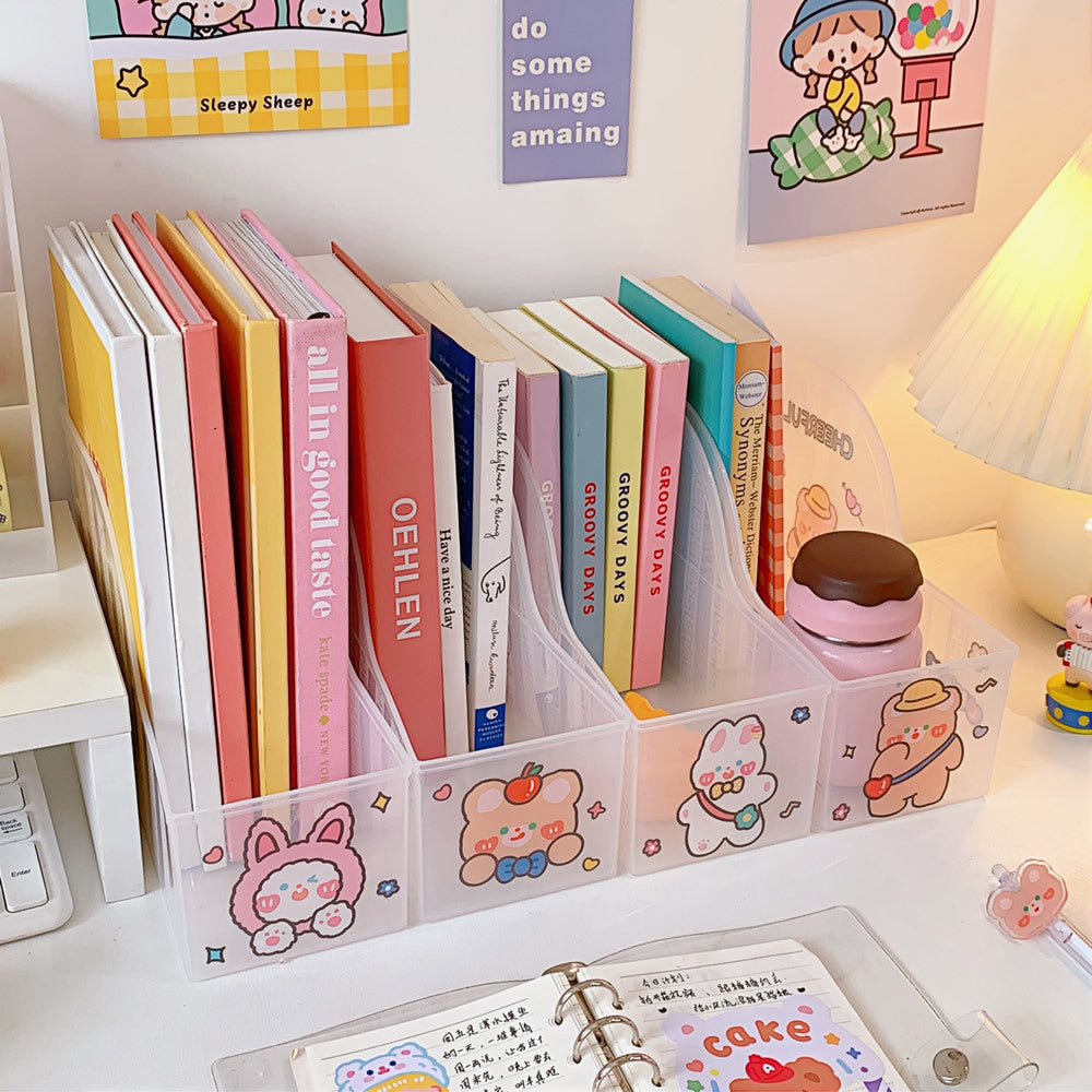 Transparent Ins Book Stand Net Red Large Capacity Student Desktop Book Shelf Multi Functional Cosmetic Storage Box Storage