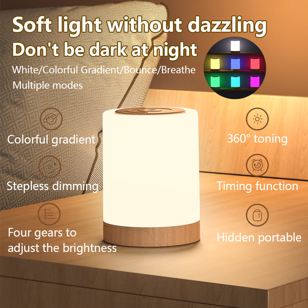 New Touch Desktop Color Ring Colorful Creative Wood Grain Charging Night Light Shooting Light Atmosphere