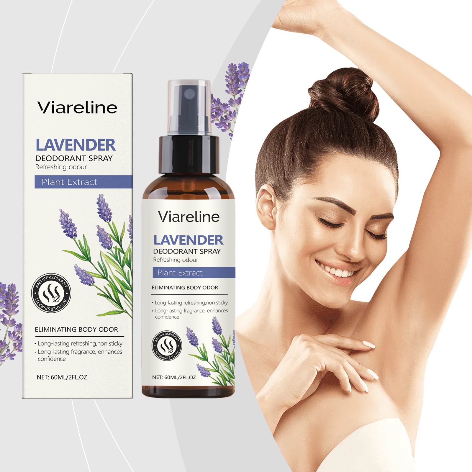 Viareline Lavender Refreshing Spray Sweat Deodorizer Body Refreshing Fragrance Natural Fragrance Refreshing
