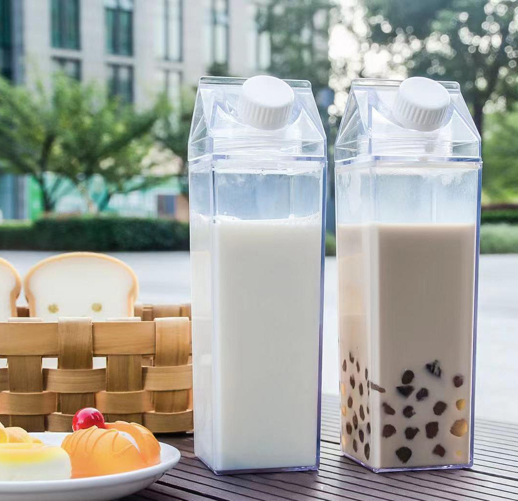 Square Milk Cup Plastic Milk Cup Water Bottle Milk Tea Bottle
