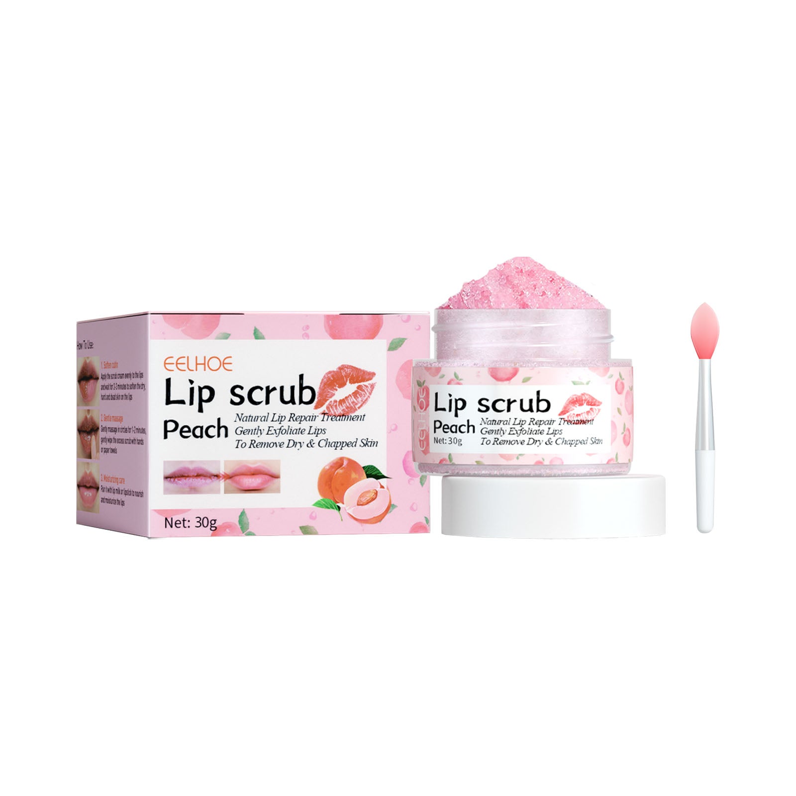Peach Lip Scrub Moisturizes The Lips, Hydrates The Lips, Lightens The Skin Around The Lips And Improves The Corners Of The Mouth
