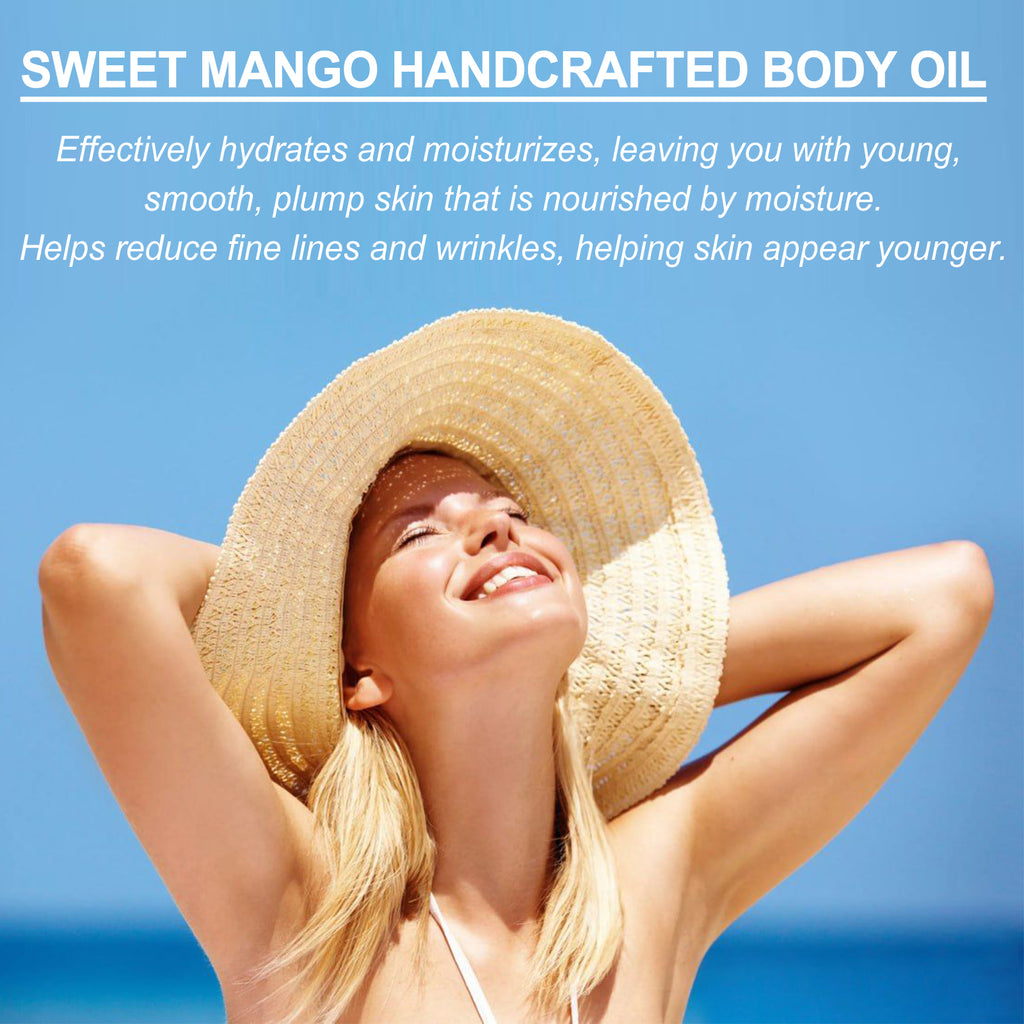 Sweet Mango Handcrafted Body Oil, Facial Skin Care Oil For Smoothing Fine Lines And Wrinkles Under Eyes